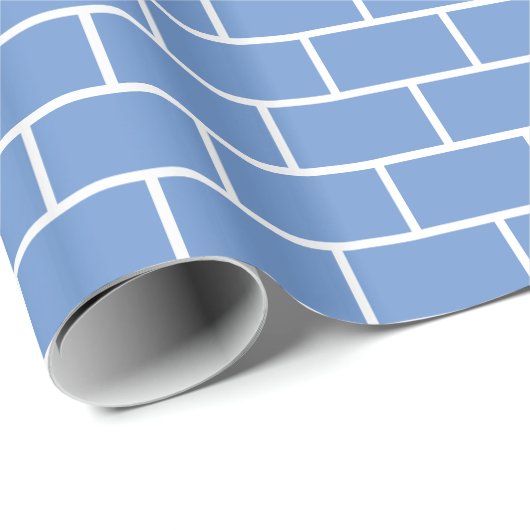 Papier Cadeau Motif en briques bleu et blanc doux (Coin rond)