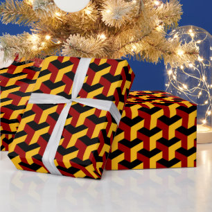 Papier Cadeau Motif en carreaux de Barcelone en jaune, rouge et 