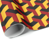 Papier Cadeau Motif en carreaux de Barcelone en jaune, rouge et  (Coin rond)