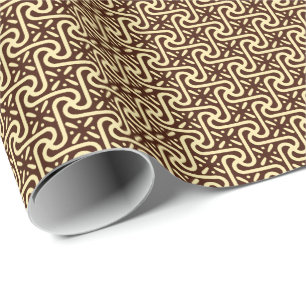 Papier Cadeau Motif en carreaux égyptiens, brun chocolat et bron