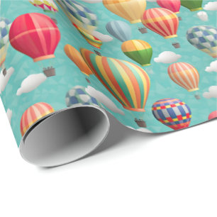 Papier Cadeau Motif en carrelage de montgolfière adorable pour b