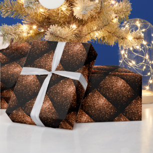 Papier Cadeau Motif en carrelage de paillettes bronze orange mar