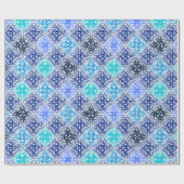 Papier Cadeau Motif en carrelage marocain peint en bleu (Plat)