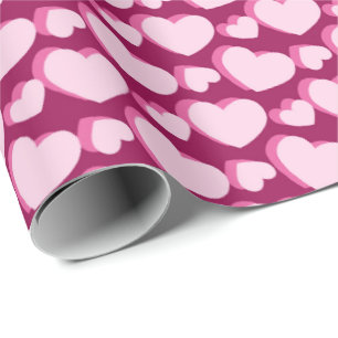 Papier Cadeau Motif en carrelage mignon coeurs roses 