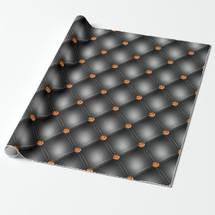 Papier Cadeau Motif en cuir gemmé noir et orange