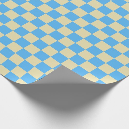 Papier Cadeau Motif en damier esthétique rétro Bleu Blanc (Coin)