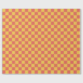 Papier Cadeau Motif en damier esthétique rétro orange jaune (Plat)