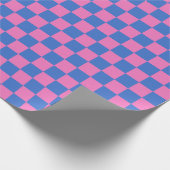 Papier Cadeau Motif en damier esthétique rétro rose et bleu (Coin)