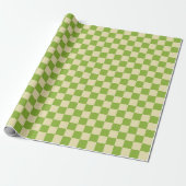 Papier Cadeau Motif en damier esthétique rétro Vert Blanc (Déroulé)