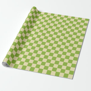Papier Cadeau Motif en damier esthétique rétro Vert Blanc