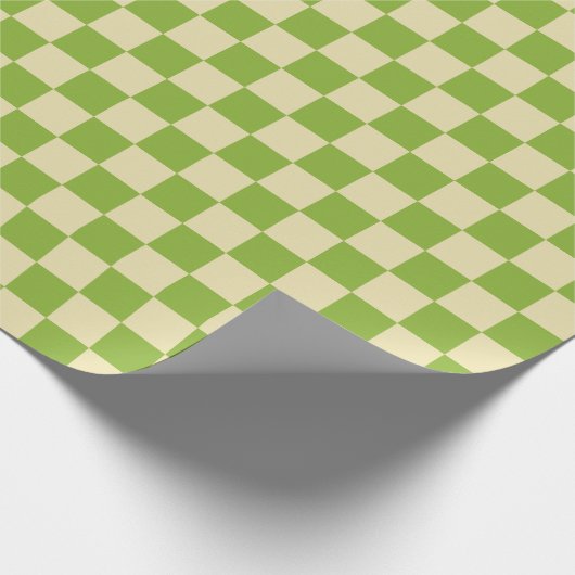Papier Cadeau Motif en damier esthétique rétro Vert Blanc (Coin)