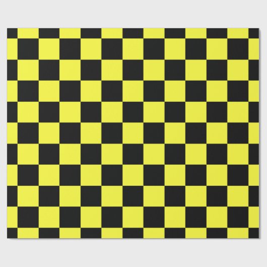 Papier Cadeau Motif en damier noir et jaune foncé (Plat)