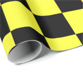 Papier Cadeau Motif en damier noir et jaune foncé (Coin rond)