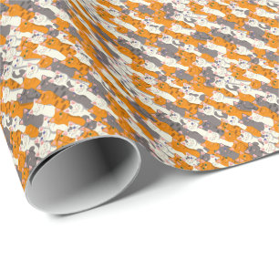 Papier Cadeau Motif en diagonale du chat noir blanc gingembre