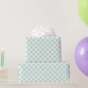 Papier Cadeau Motif en diamant blanc blanc vert menthe