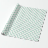 Papier Cadeau Motif en diamant blanc blanc vert menthe (Déroulé)
