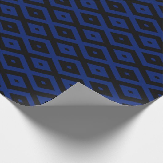 Papier Cadeau Motif en diamant bleu et noir (Coin)