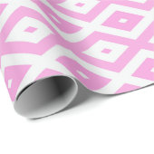 Papier Cadeau Motif en diamant rose et blanc (Coin rond)