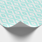 Papier Cadeau Motif en diamant Turquoise et blanc (Coin)