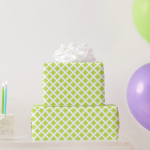 Papier Cadeau Motif en diamant vert et blanc pastel