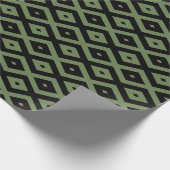 Papier Cadeau Motif en diamant vert olive et noir (Coin)