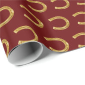 Papier Cadeau Motif en fer à cheval en or Lucky (Coin rond)