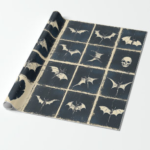 Papier Cadeau Motif en jean gothique grunge avec chauves-souris