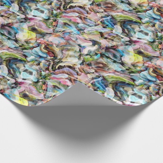 Papier Cadeau Motif en marbre bleu rose citron vert noir (Coin)