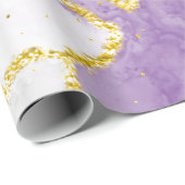 Papier Cadeau Motif en marbre lavande avec strie dorée (Coin rond)