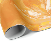 Papier Cadeau Motif en marbre orange (Coin rond)