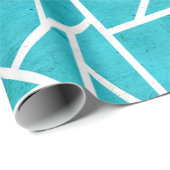 Papier Cadeau Motif en mosaïque bleu-vert et blanc (Coin rond)