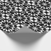 Papier Cadeau Motif en mosaïque de mandala à fleurs noires et bl (Coin)