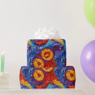 Papier Cadeau Motif en mosaïque de verre de tons de bijoux bleus