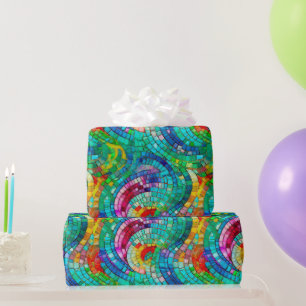 Papier Cadeau Motif en mosaïque de verre élégant aux tons de bij