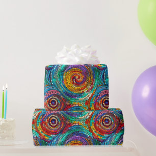 Papier Cadeau Motif en mosaïque de verre ton pastel arc-en-ciel