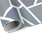 Papier Cadeau Motif en mosaïque gris bleu (Coin rond)