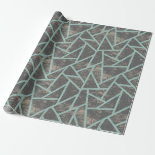 Papier Cadeau Motif en mosaïque vert pâle et gris