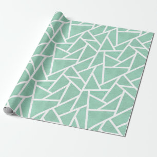 Papier Cadeau Motif en mosaïque verte et blanche