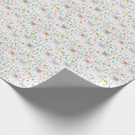 Papier Cadeau Motif en pastel mignon de lama (Coin)