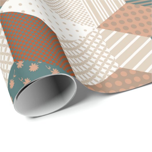 Papier Cadeau Motif en patchwork sans couture avec étoiles. reto (Coin rond)