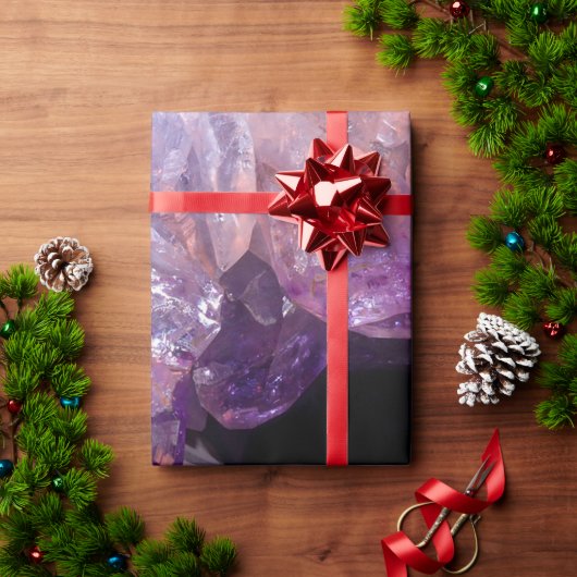 Papier Cadeau Motif en pierre minérale améthyste violet (Cadeau de vacances)