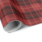 Papier Cadeau Motif en plaid tartan traditionnel au vin rouge (Coin rond)
