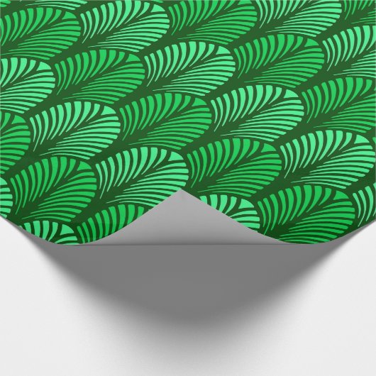 Papier Cadeau Motif en plumes Art déco, Emerald Green (Coin)