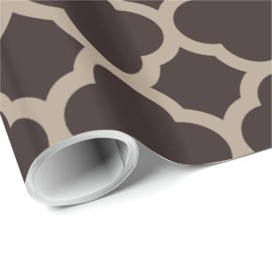 Papier Cadeau Motif en quatrefeuilles au riche chocolat et moka