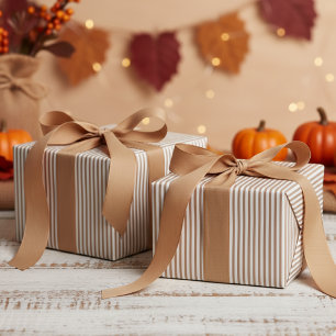Papier Cadeau Motif en rayures beige et blanche