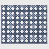 Papier Cadeau Motif en rotin d'été blanc et marine (Plat)