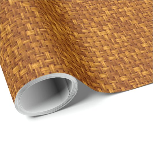 Papier Cadeau Motif en tissu marron clair, filet en osier, rotin (Coin rond)