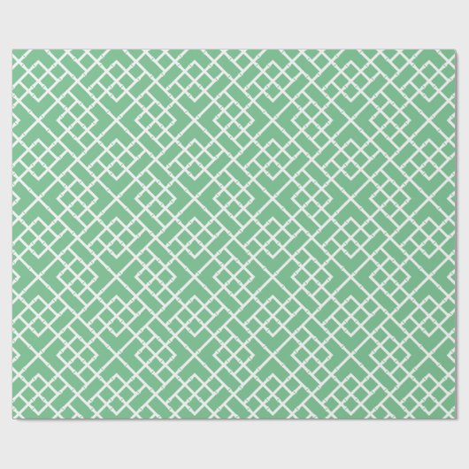Papier Cadeau Motif en treillis en bambou géométrique vert Palm (Plat)