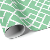 Papier Cadeau Motif en treillis en bambou géométrique vert Palm (Coin rond)
