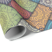 Papier Cadeau Motif en tuile de Mandala colorée (Coin rond)